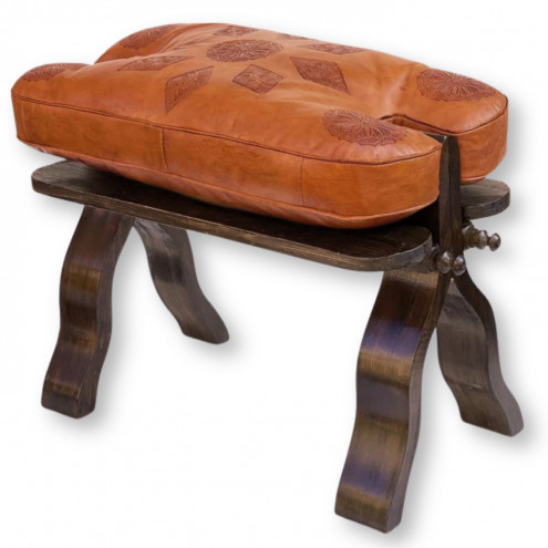 Orientalischer Sitzhocker RABATI Cognac