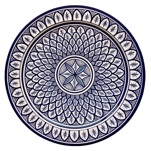 Handbemalte Schale aus Marokko blau/weiß Ø40cm
