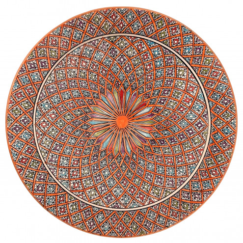 Handbemalte Keramikschale aus Marokko Ø40cm orange