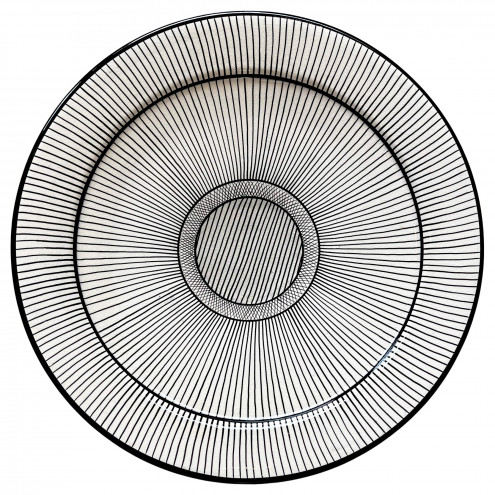 Handbemalte Keramikschale aus Marokko Ø40cm schwarz-weiß