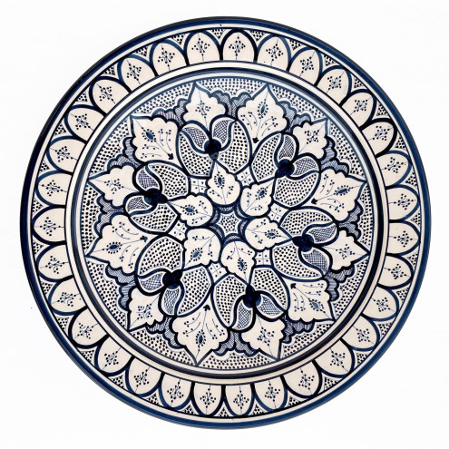 Marokkanische handbemalte Schale blau/weiß Ø40cm