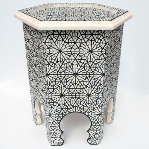 Orientalischer Handbemalt Teetisch aus Vollholz ANKABUTA