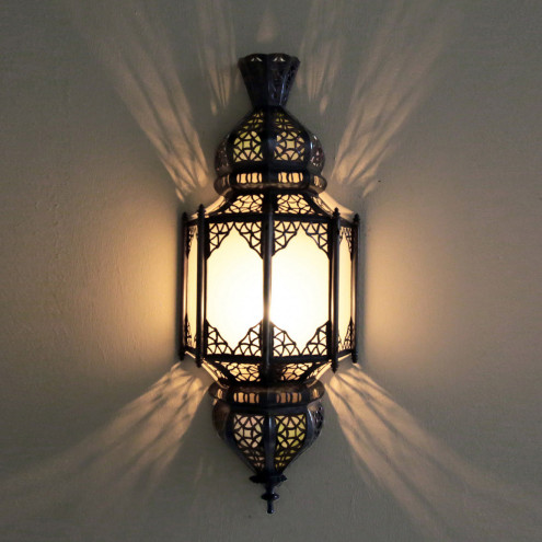 Orientalische Glas Wandleuchte LINFA weiß