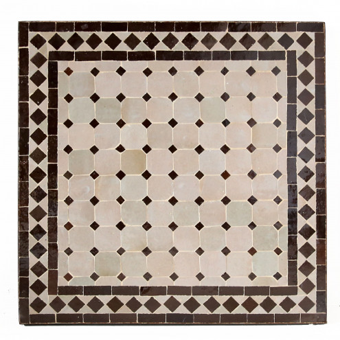 Orientalischer Mosaiktisch MOSA6 quadratig (60x60)cm Beige / Dunkel Braun aus Mosaikfliesen
