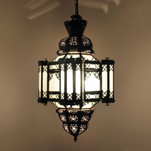 Marokkanische Hängelaterne MULAOULIDAT H45 Milchglas