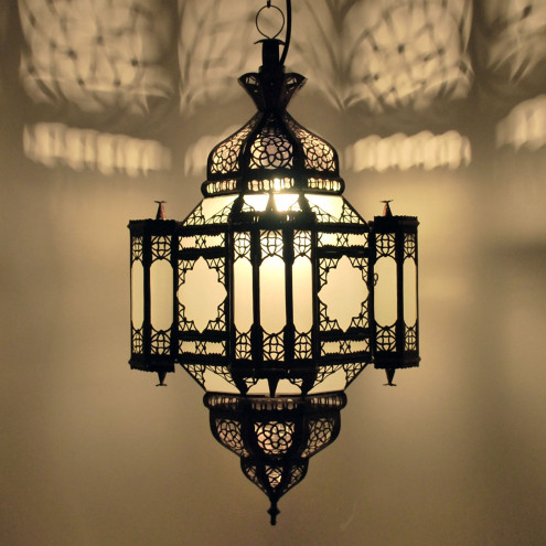 Orientalische Hängelampe MOULAY H65cm Weißes Milchglas