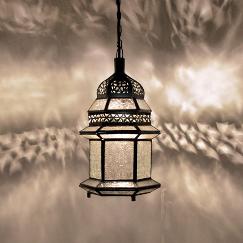 Marokkanische Glas-Laterne MSEDDES Weiß