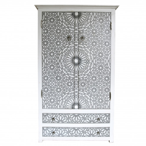 Orientalischer Schrank SETTASCHIA weiss/grau