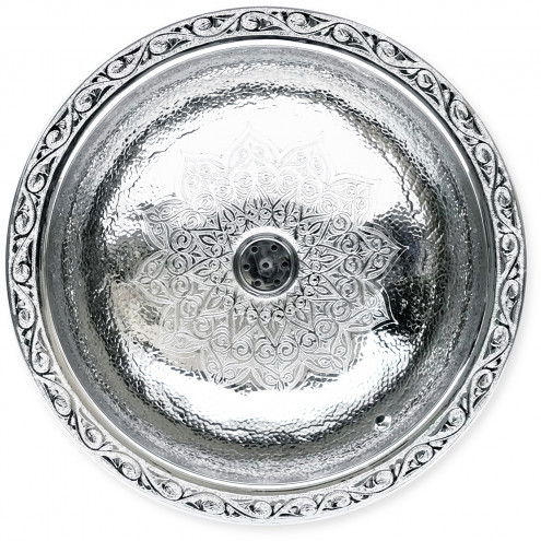 Marokkanisches Waschbecken Rund versilbertes Messing FES