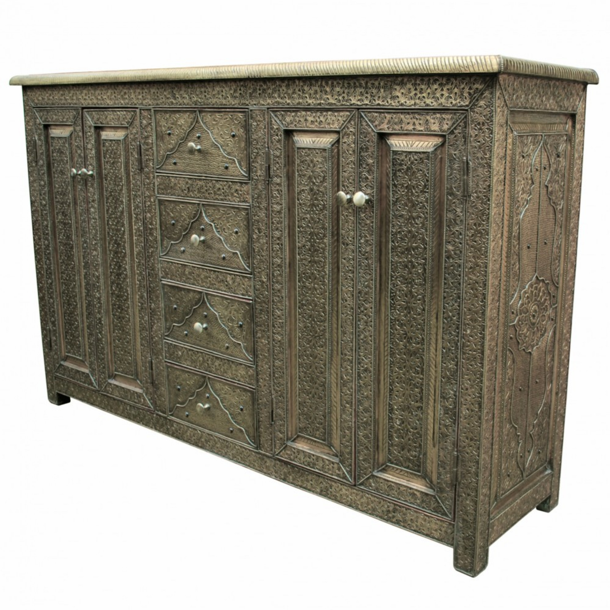 Orientalischer Schrank "Tabouk" Massiv - Messing Verkleidung. Orientalischer Schrank "Tabouk" Massiv - Messing Verkleidung.